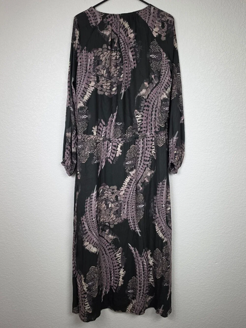Free People XS Black Purple Long Sleeve Maxi Dress